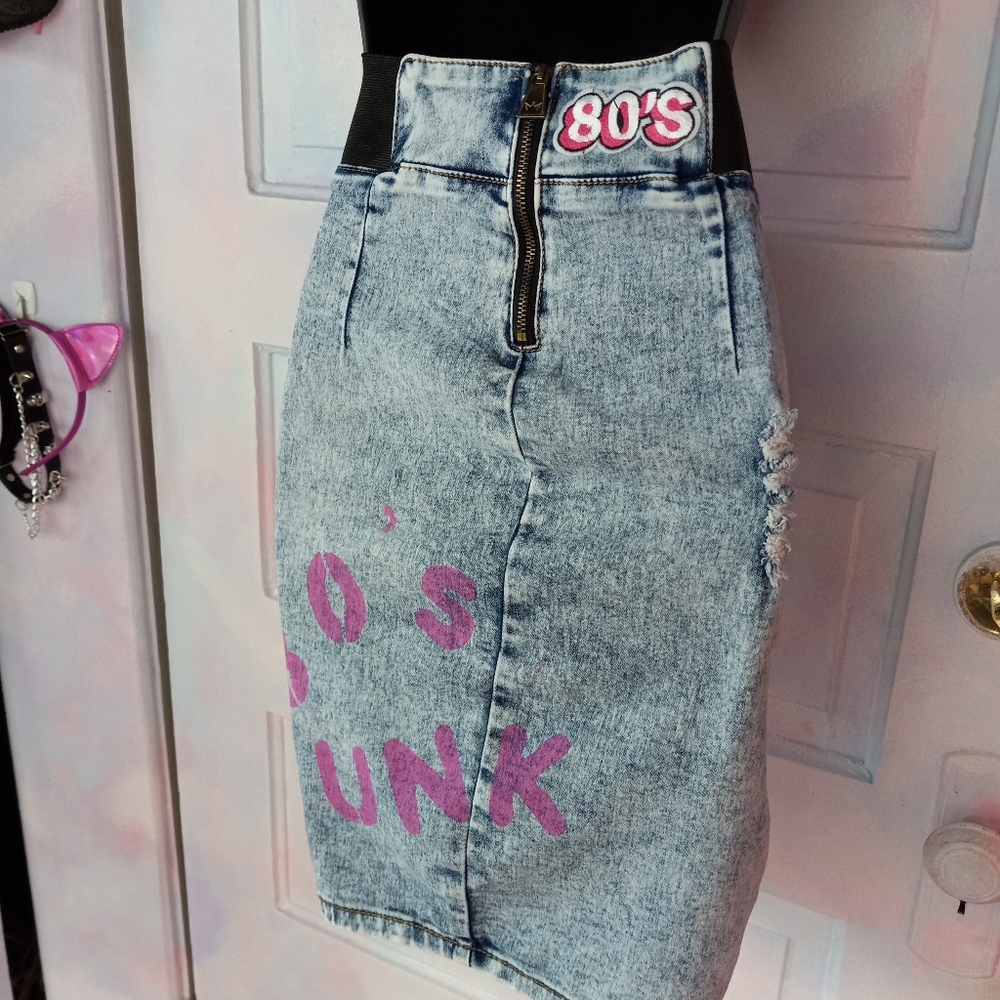Nicki Minaj retro 80s aesthetic acid washed custom punk skirt- SOLD@hosted store - Picture 7 of 16